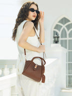 The Galleria Hand Bag With Pouch - Mocha Brown