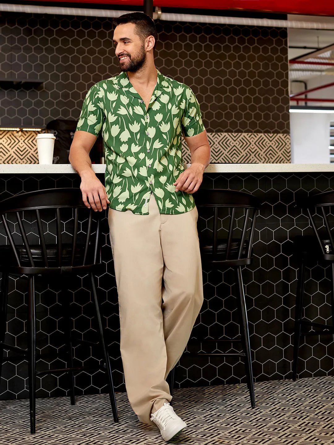 Campus Sutra Botanical Block Shirt