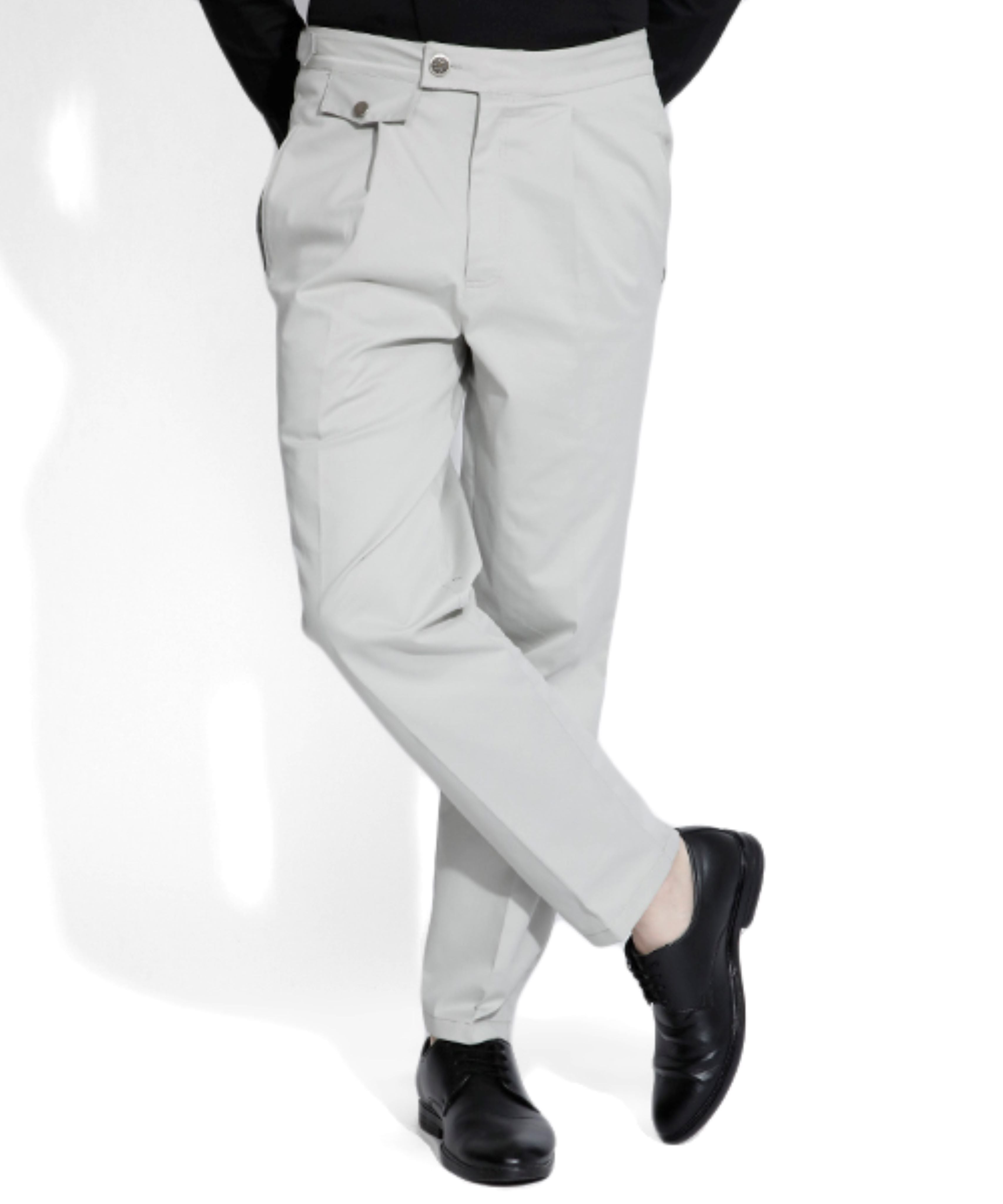 SAMMYUKK Pleated Korean Relaxed-Fit Trouser - Light Grey