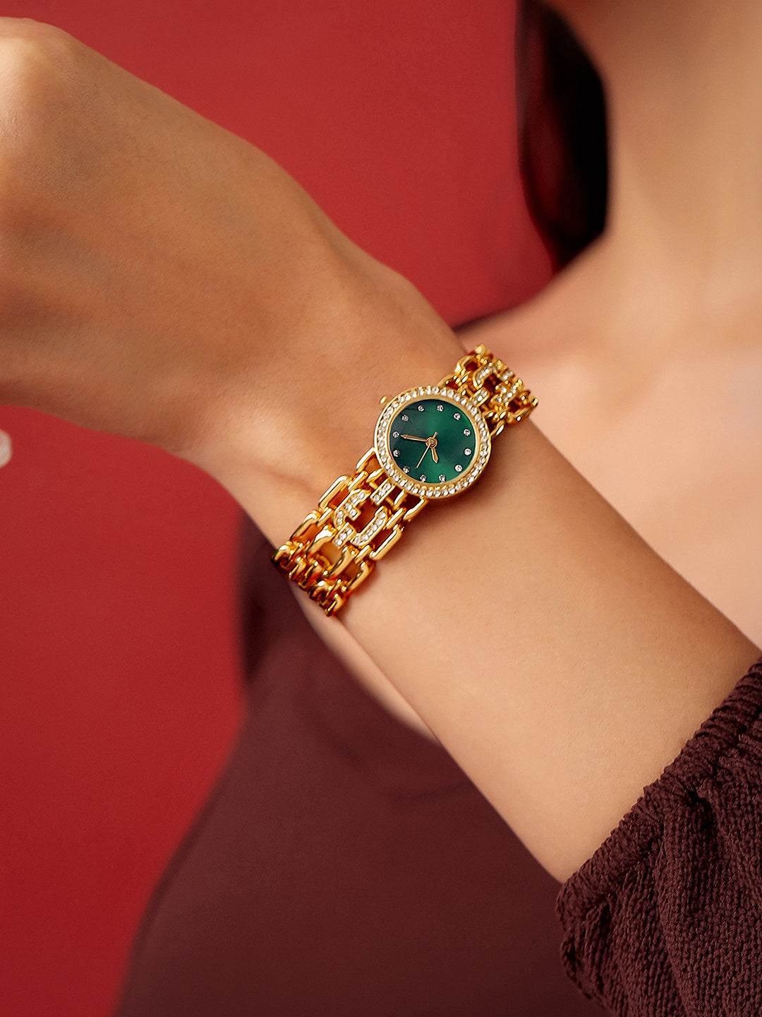 The Emerald Luxe Bracelet Watch - Gold