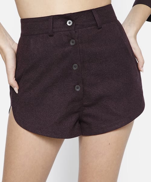 SAMMYUKK High Waist Front Buttoned Shorts - Winetasting