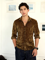 Campus Sutra Solid Velvet Shirt