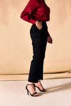 SAMMYUKK Black Front Slit Hem Straight-Leg Pants - Blackout