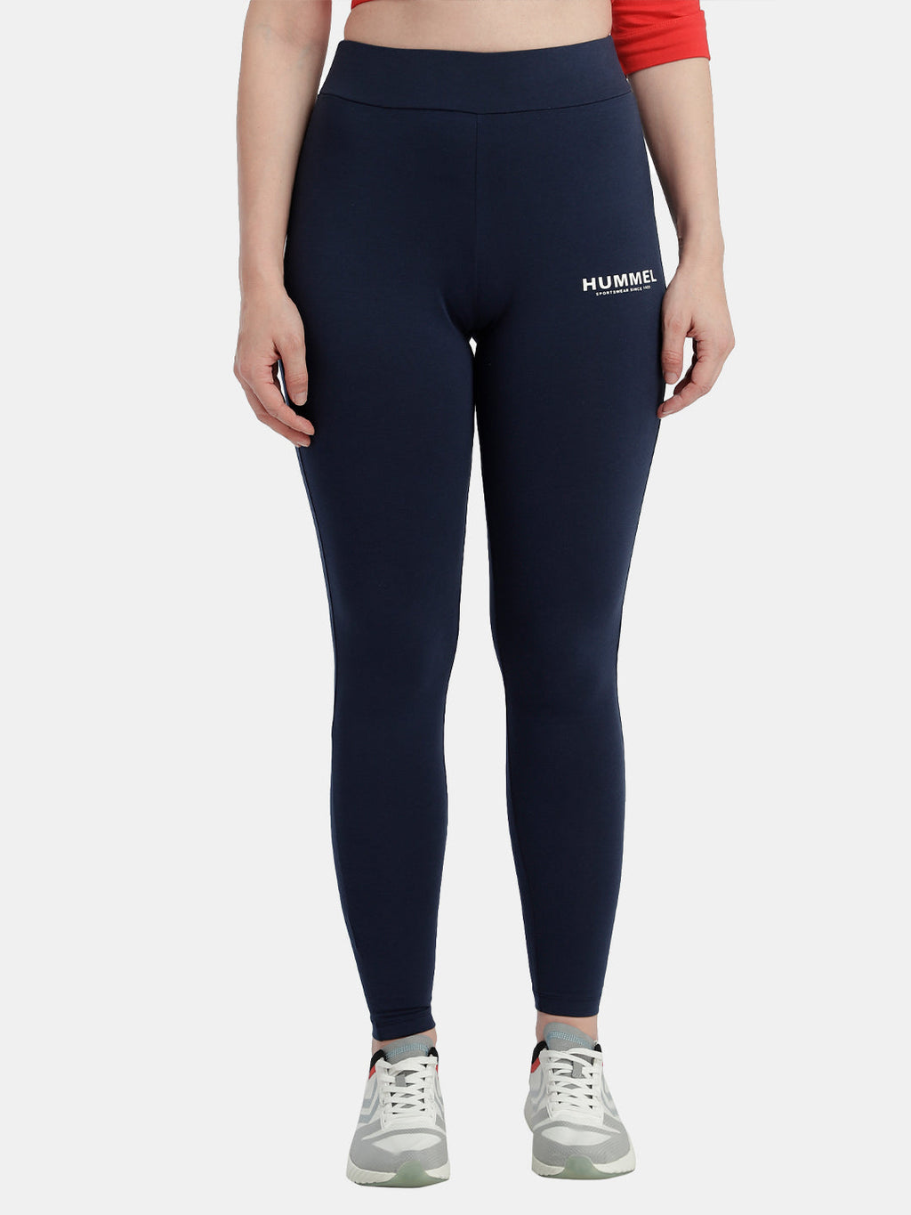 Hummel Blue Slim Tights for Women Gym Wear