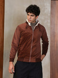 Campus Sutra Zip-Front Jacket With Fleece Detail
