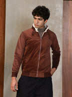 Campus Sutra Zip-Front Jacket With Fleece Detail