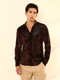 Campus Sutra Solid Velvet Shirt