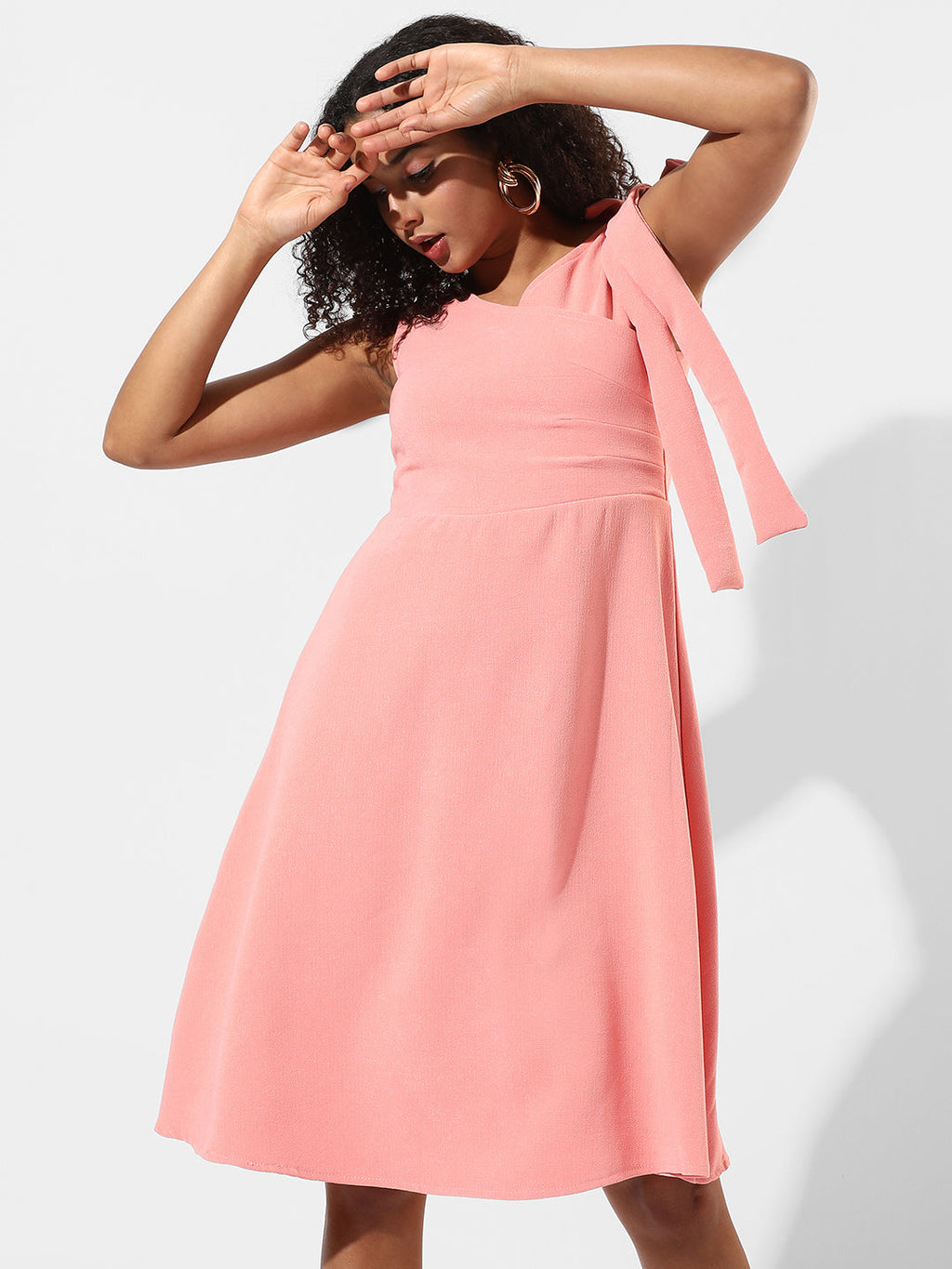 Solid Dress With Ribbon Detail