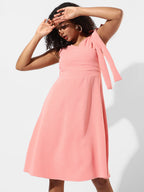 Solid Dress With Ribbon Detail