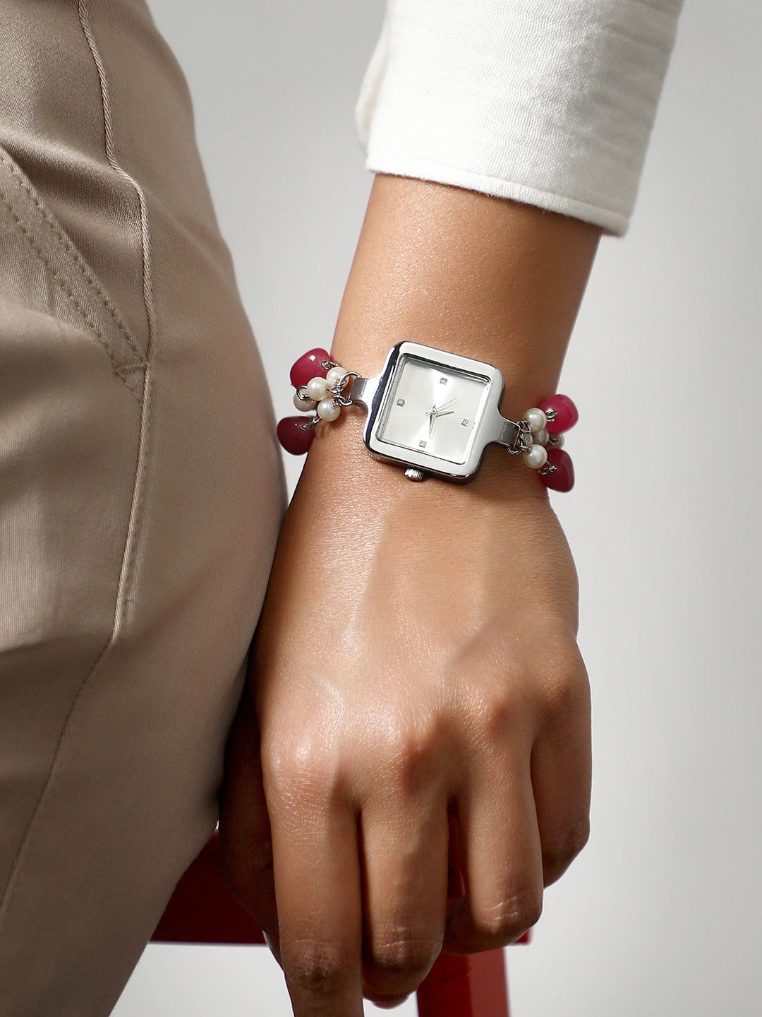 Haute Sauce The Begum Square Watch - Ruby Red
