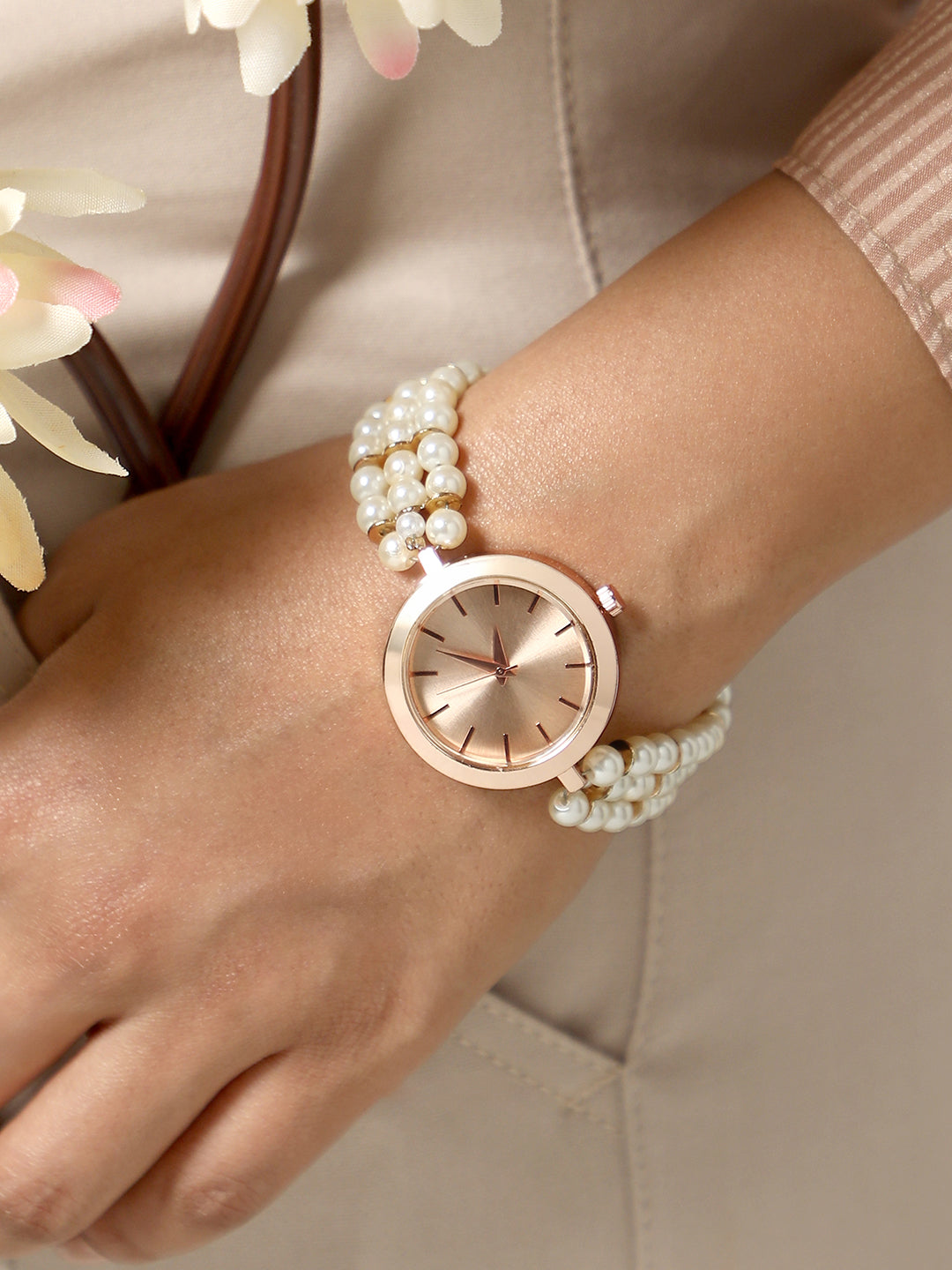 Haute Sauce The Noor Round Watch - Pearl White