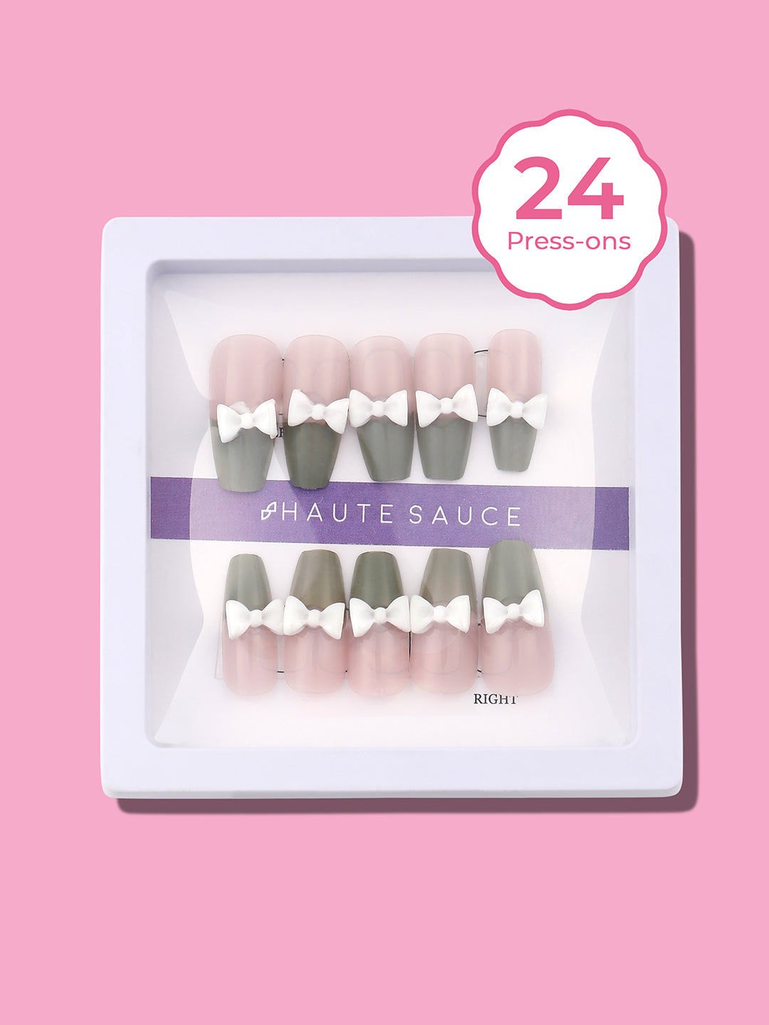 Haute Sauce The  Block Bow Press-On Nails - Olive Green