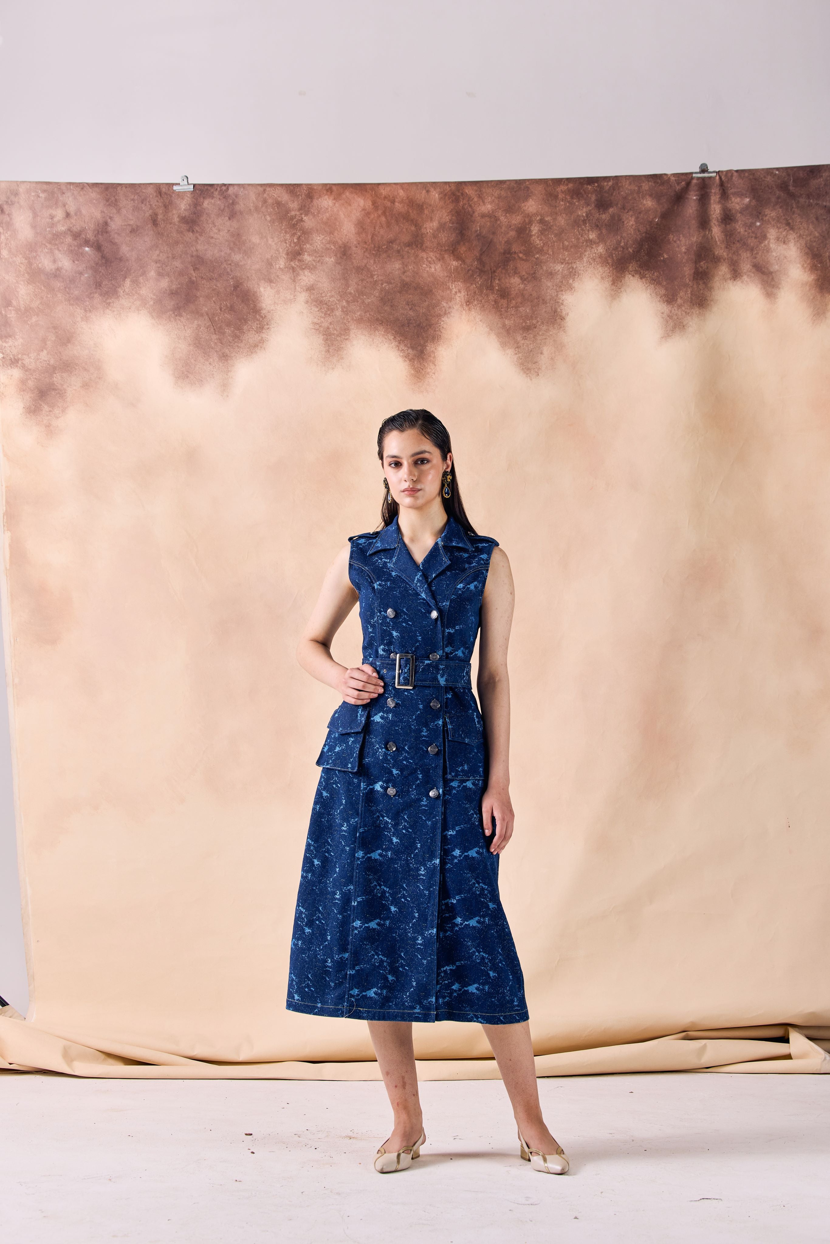 SAMMYUKK Double Breasted Denim Trench Maxi Dress - MIDNIGHT INDIGO