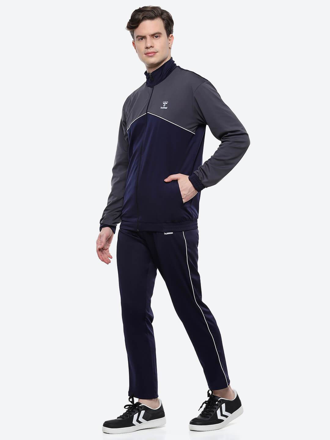Hummel Navy/grey Regular Tracksuits for Men Gym Wear