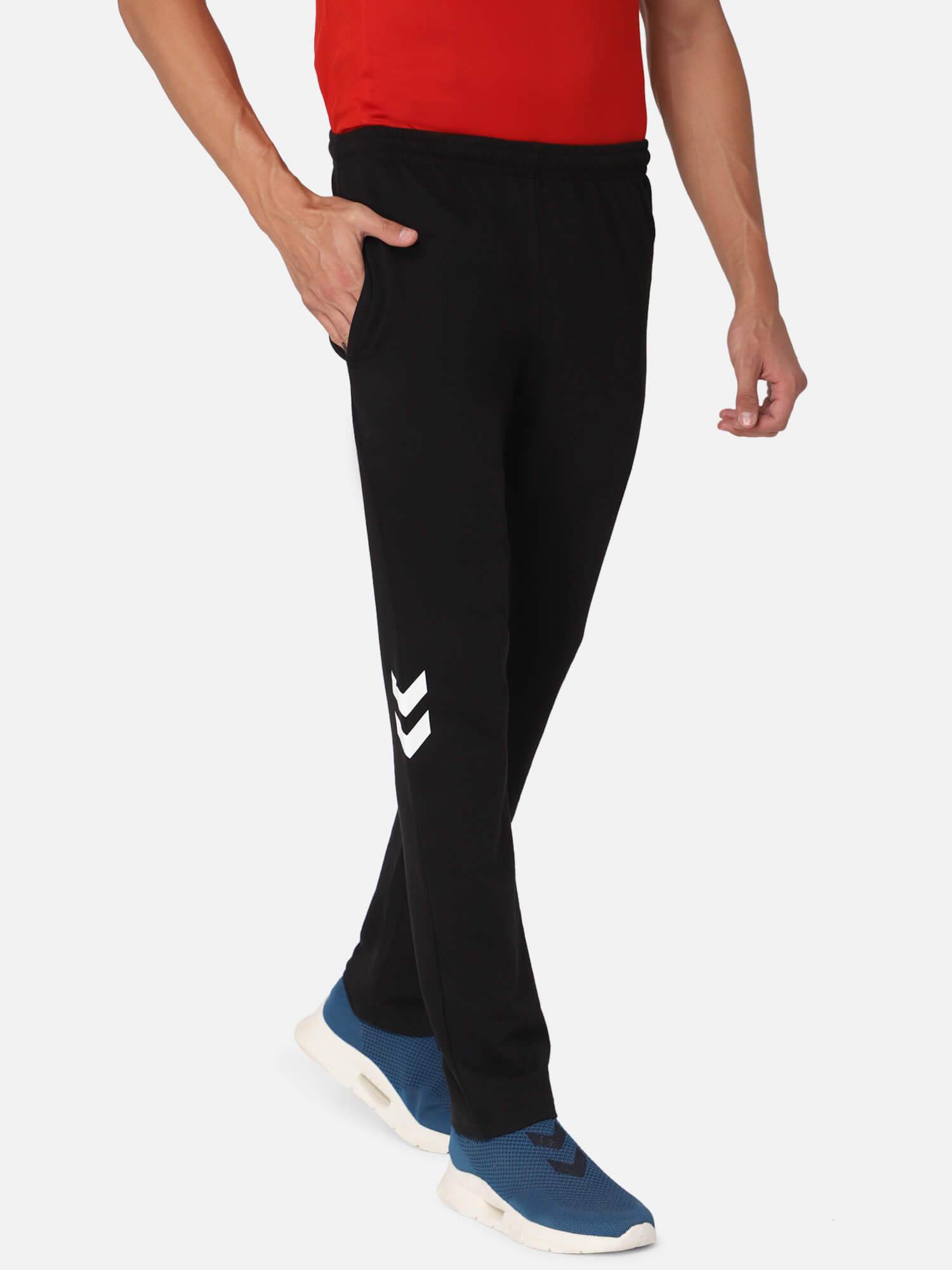 Hummel Black Slim Joggers for Men Gym Wear