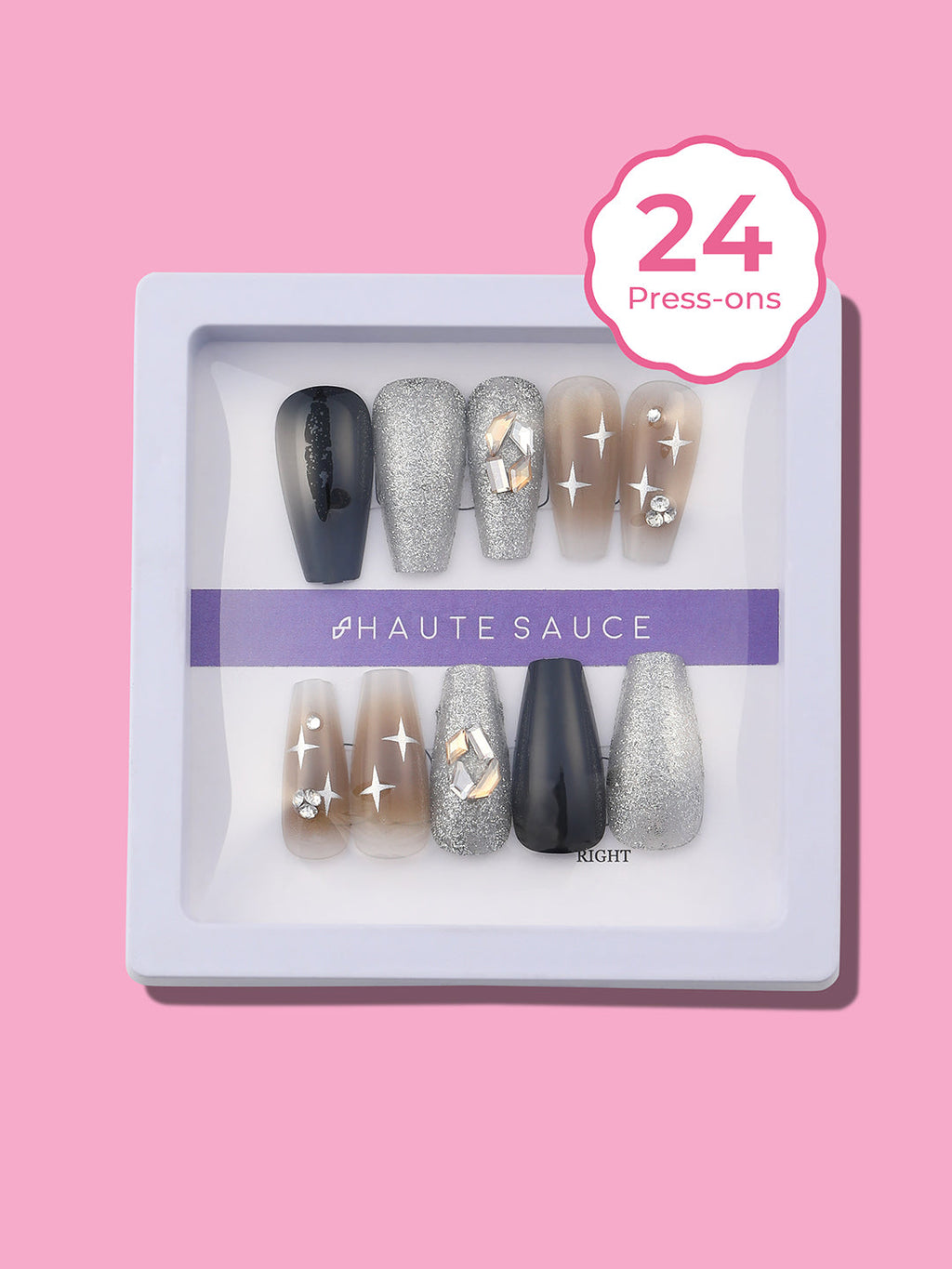 Haute Sauce The Astral Press-On Nails - Ash Brown:Onyx Black