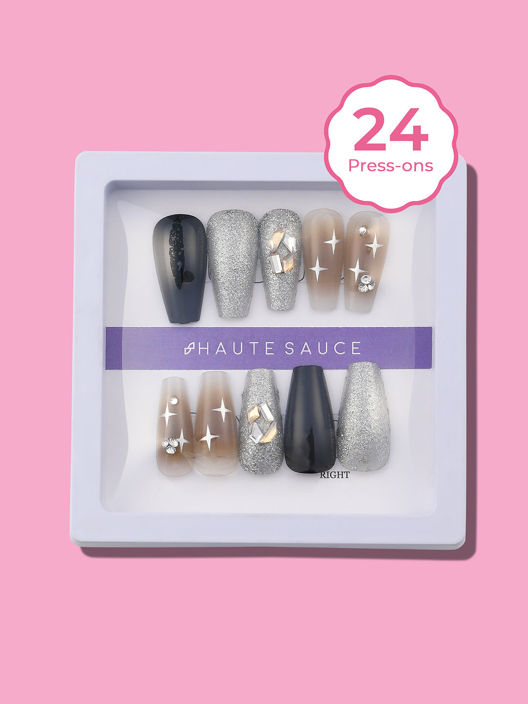 Haute Sauce The Astral Press-On Nails - Ash Brown:Onyx Black