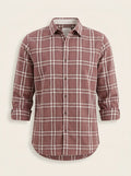 Slim Fit Checkered Shirt | Peach