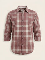 Slim Fit Checkered Shirt | Peach
