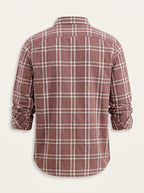 Slim Fit Checkered Shirt | Peach