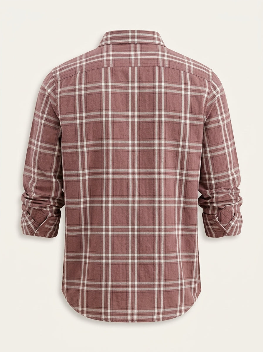 Slim Fit Checkered Shirt | Peach
