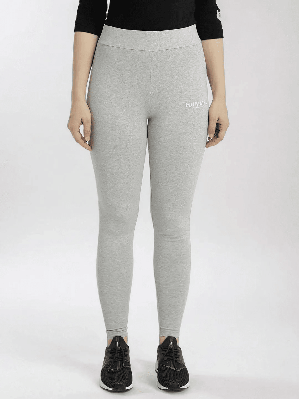Hummel Grey Slim Tights for Women Gym Wear