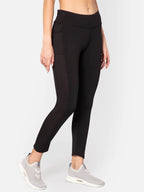Hummel Black Slim Tights for Women Gym Wear