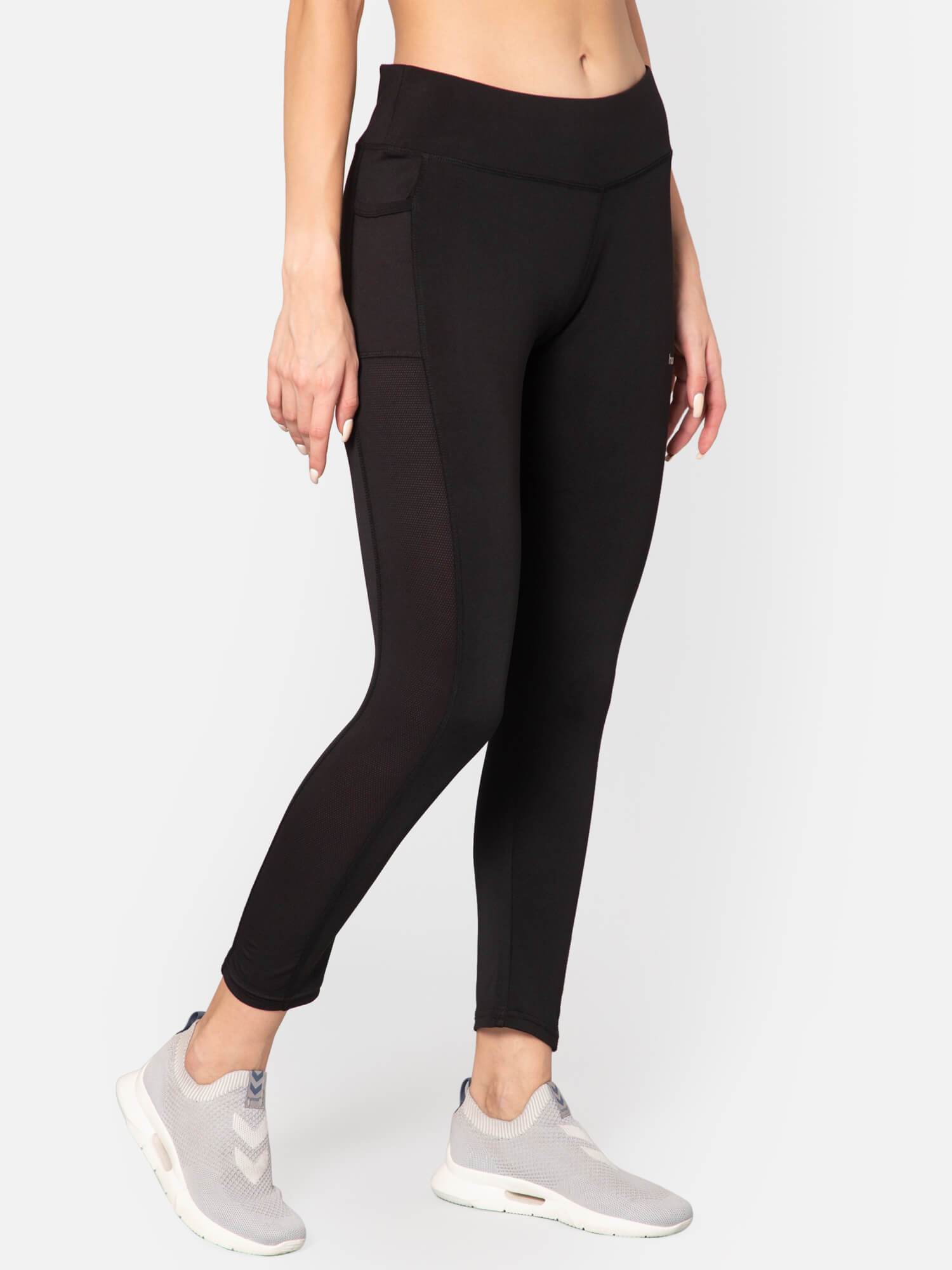 Hummel Black Slim Tights for Women Gym Wear