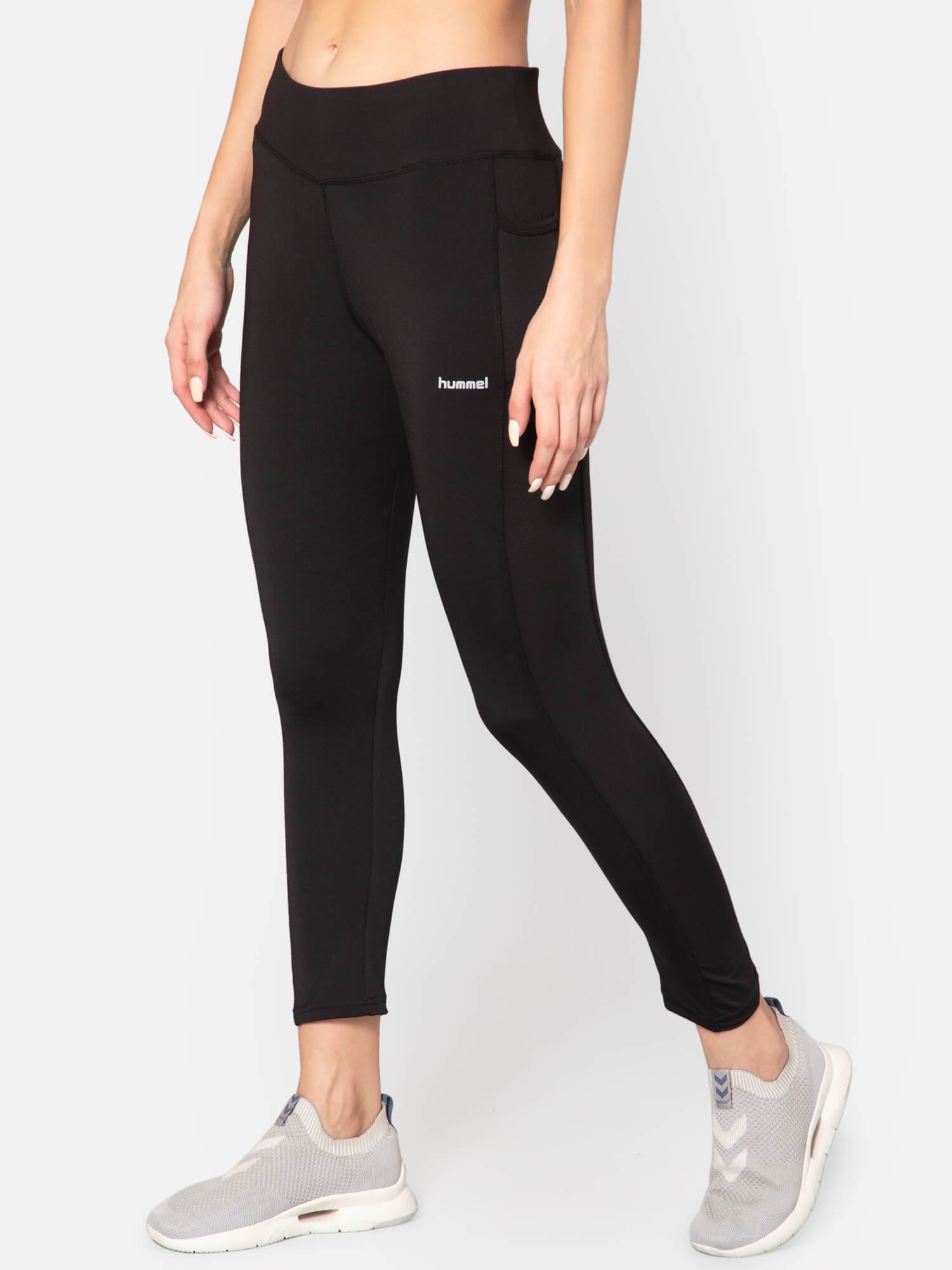 Hummel Black Slim Tights for Women Gym Wear
