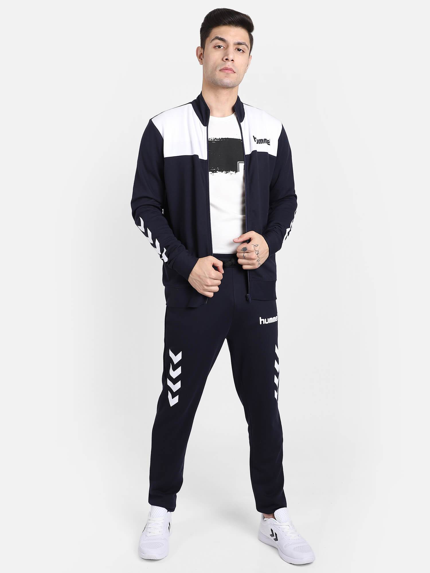 Hummel Navy Regular Tracksuits for Men Gym Wear