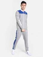 Hummel Grey Melange Regular Tracksuits for Men Gym Wear