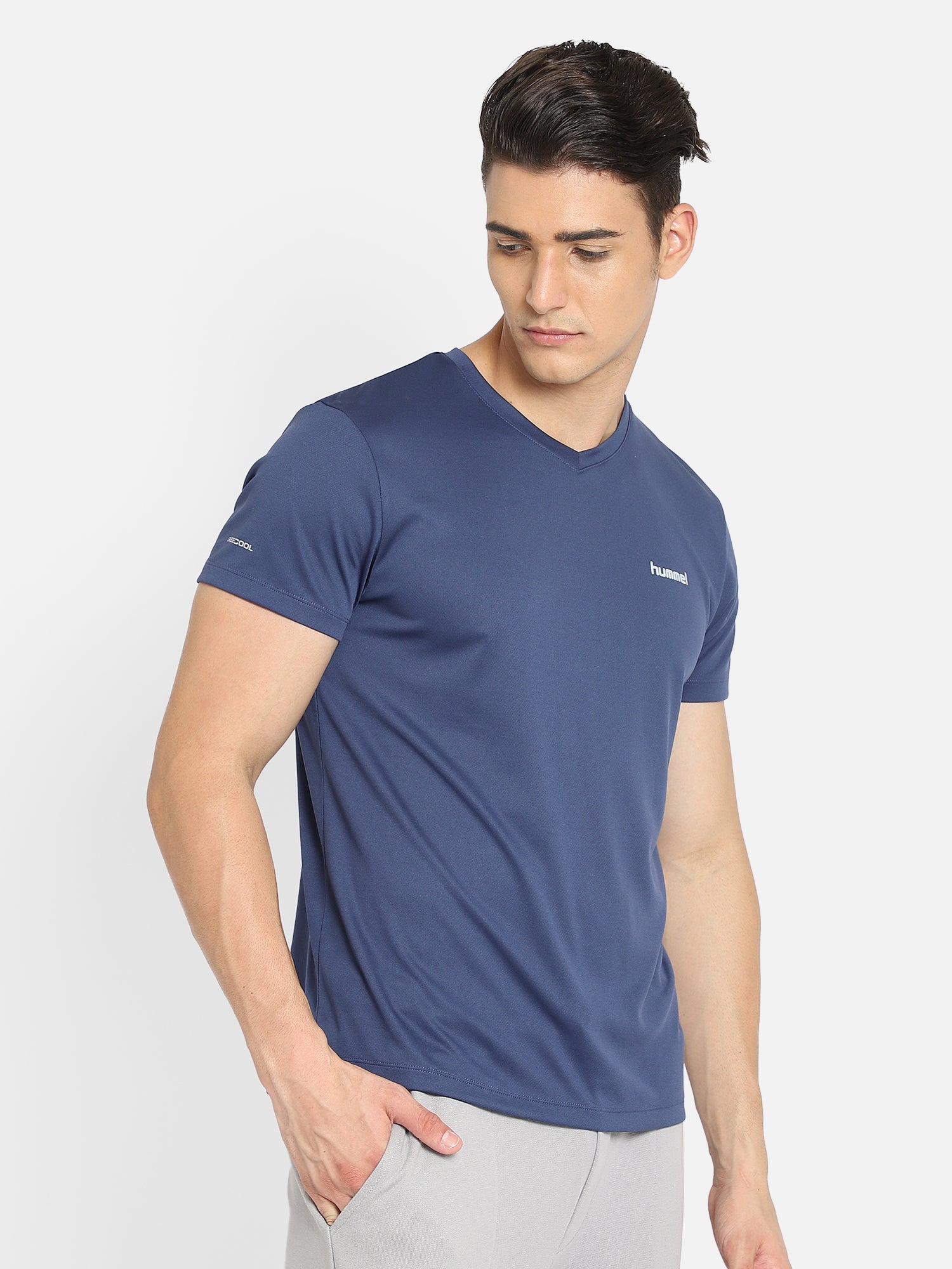 Hummel Blue Regular Shirts for Men Gym Wear
