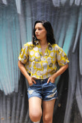 ShopKapaas Daffodil Yellow Linen Crop Top