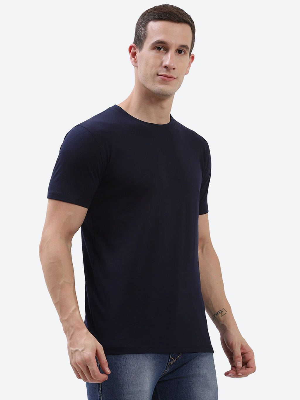 Hummel Navy Blue Regular Shirts for Men Gym Wear