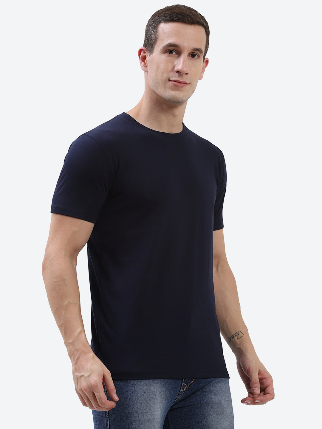 Hummel Navy Blue Regular Shirts for Men Gym Wear