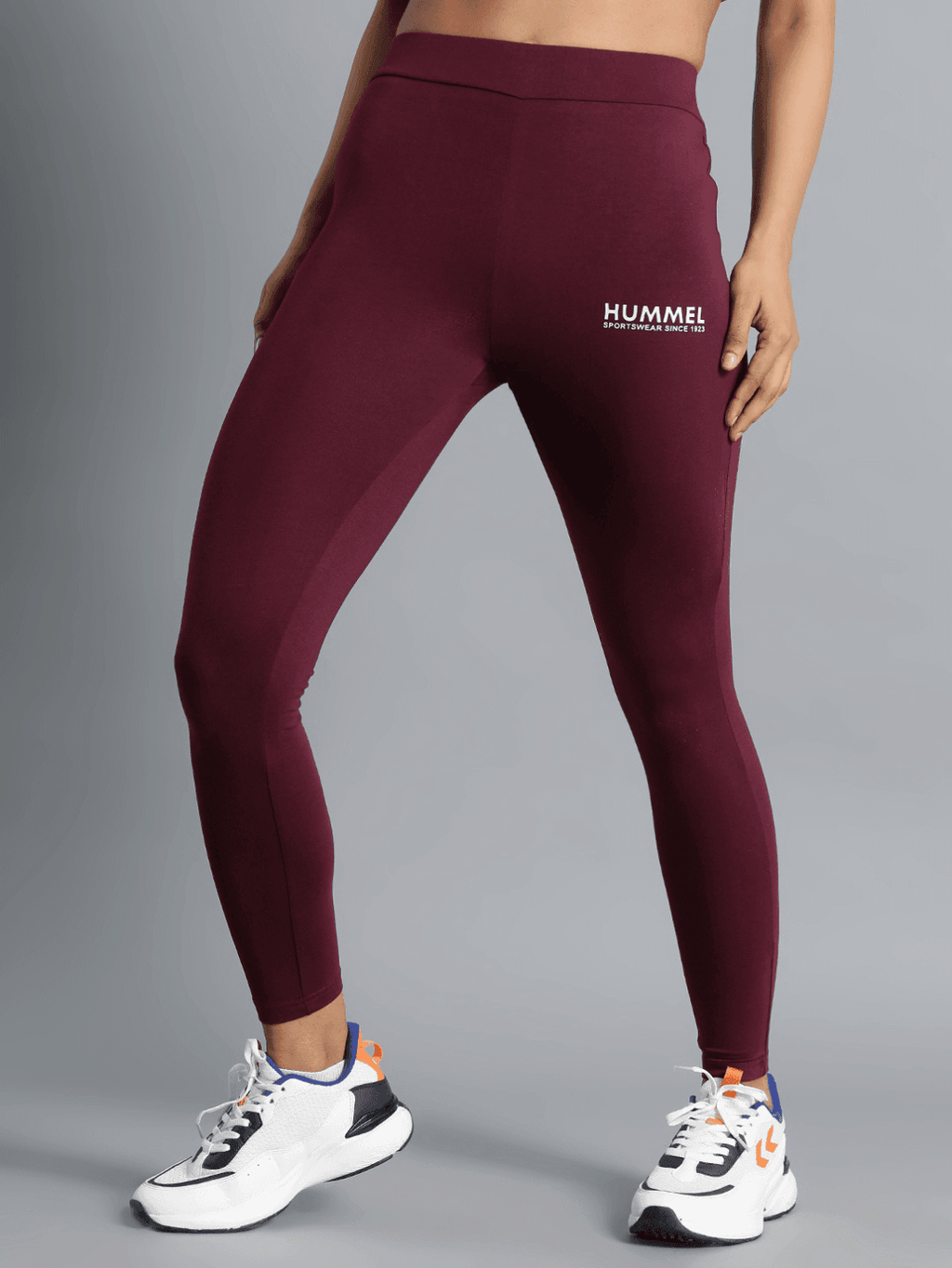 Hummel Burgundy Slim Tights for Women Gym Wear