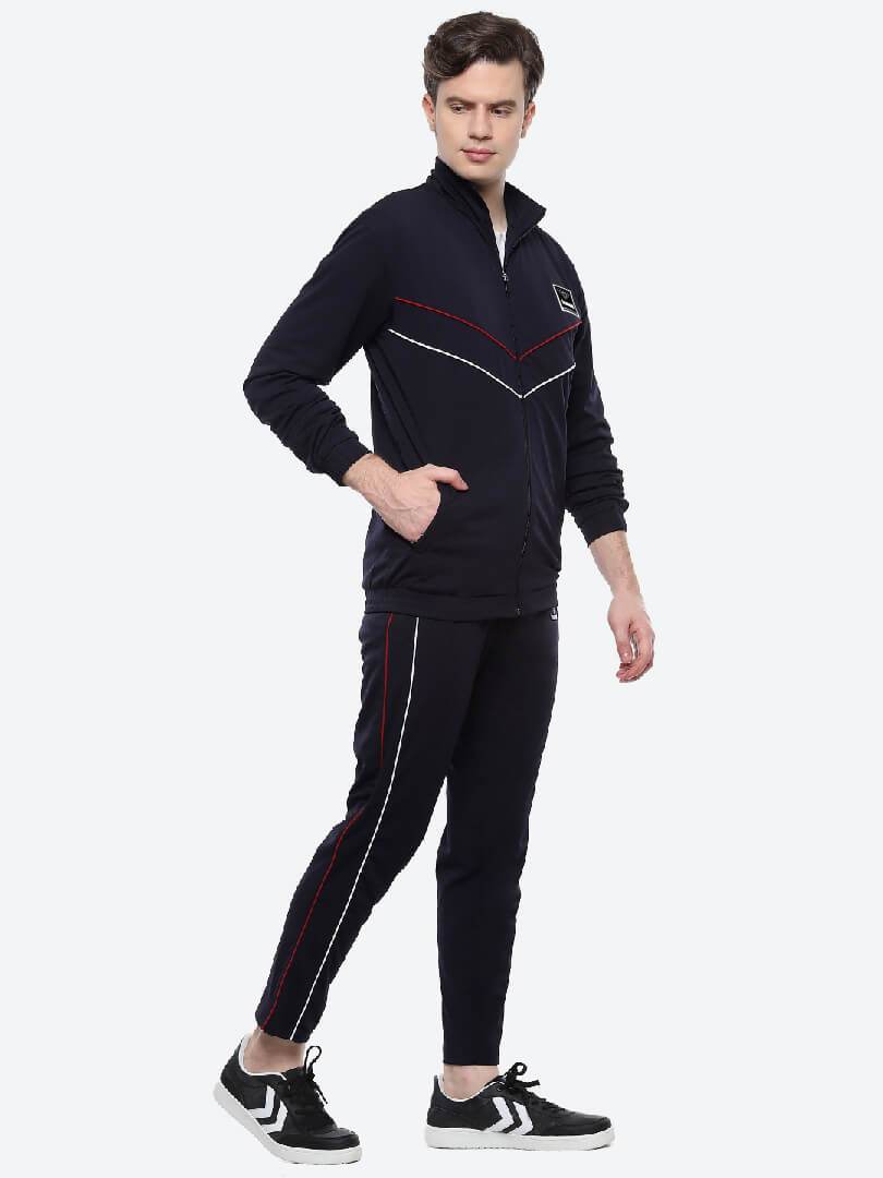 Hummel Light Blue Regular Tracksuits for Men Gym Wear