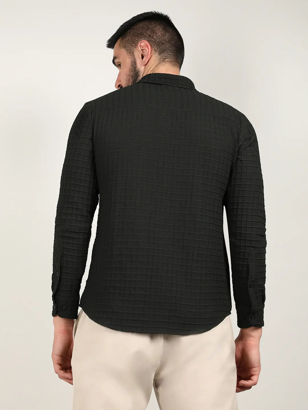 Campus Sutra Embossed Graph Check Shirt
