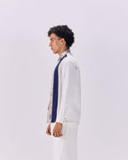 SAMMYUKK Pintuck Pleated Ancient Roman Print Button-Up Shirt