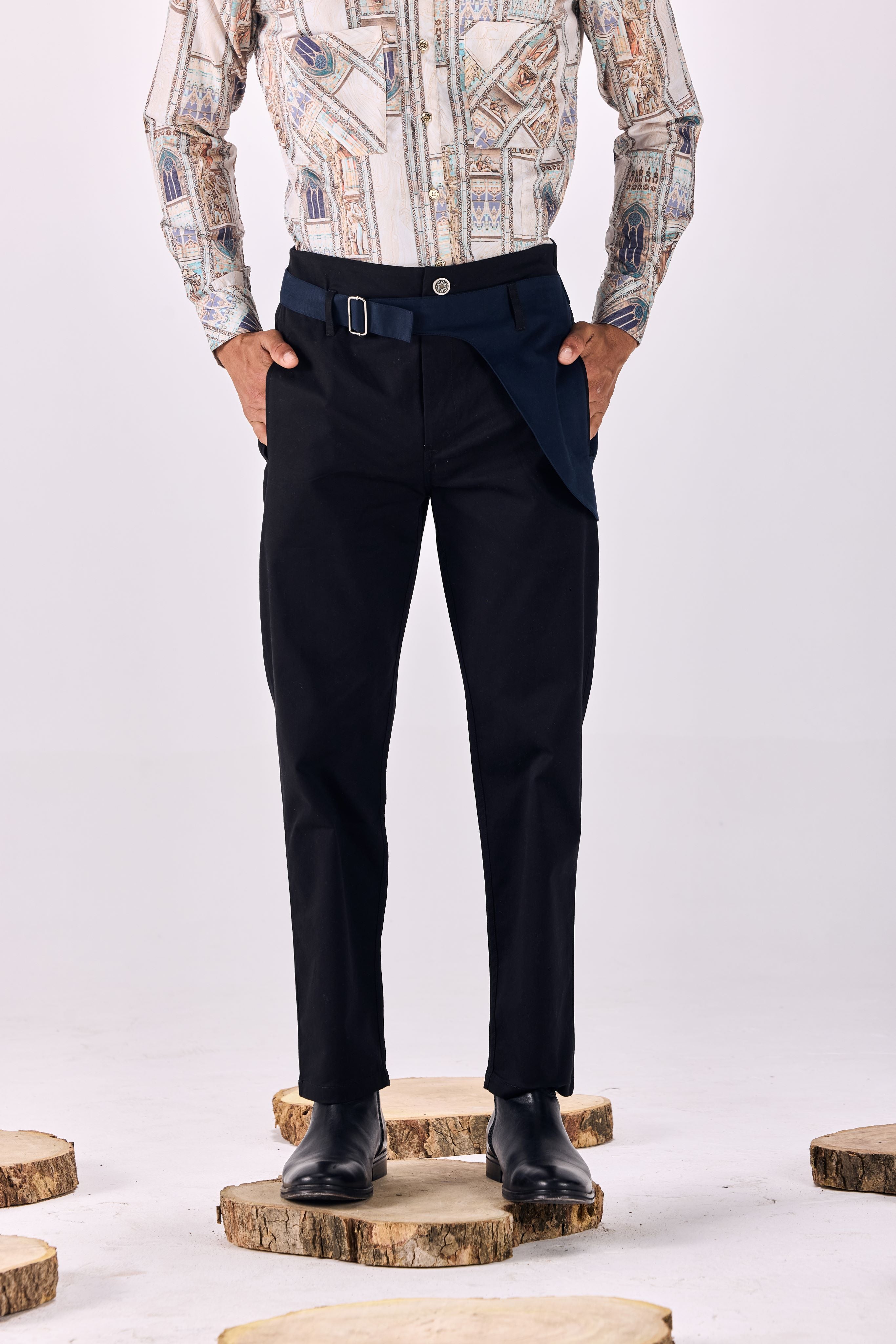 SAMMYUKK Contrast Trim Straight-leg Trousers - Blackout
