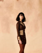 SAMMYUKK Vintage Lock and Key Embroidered Shirtdress - Cinnamon