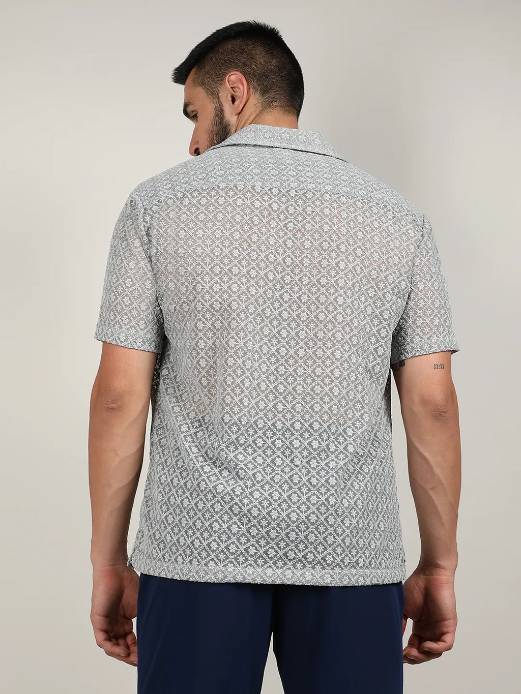 Campus Sutra Floral Embroidered Shirt