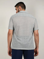 Campus Sutra Floral Embroidered Shirt