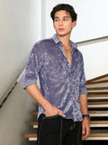 Campus Sutra Solid Velvet Shirt