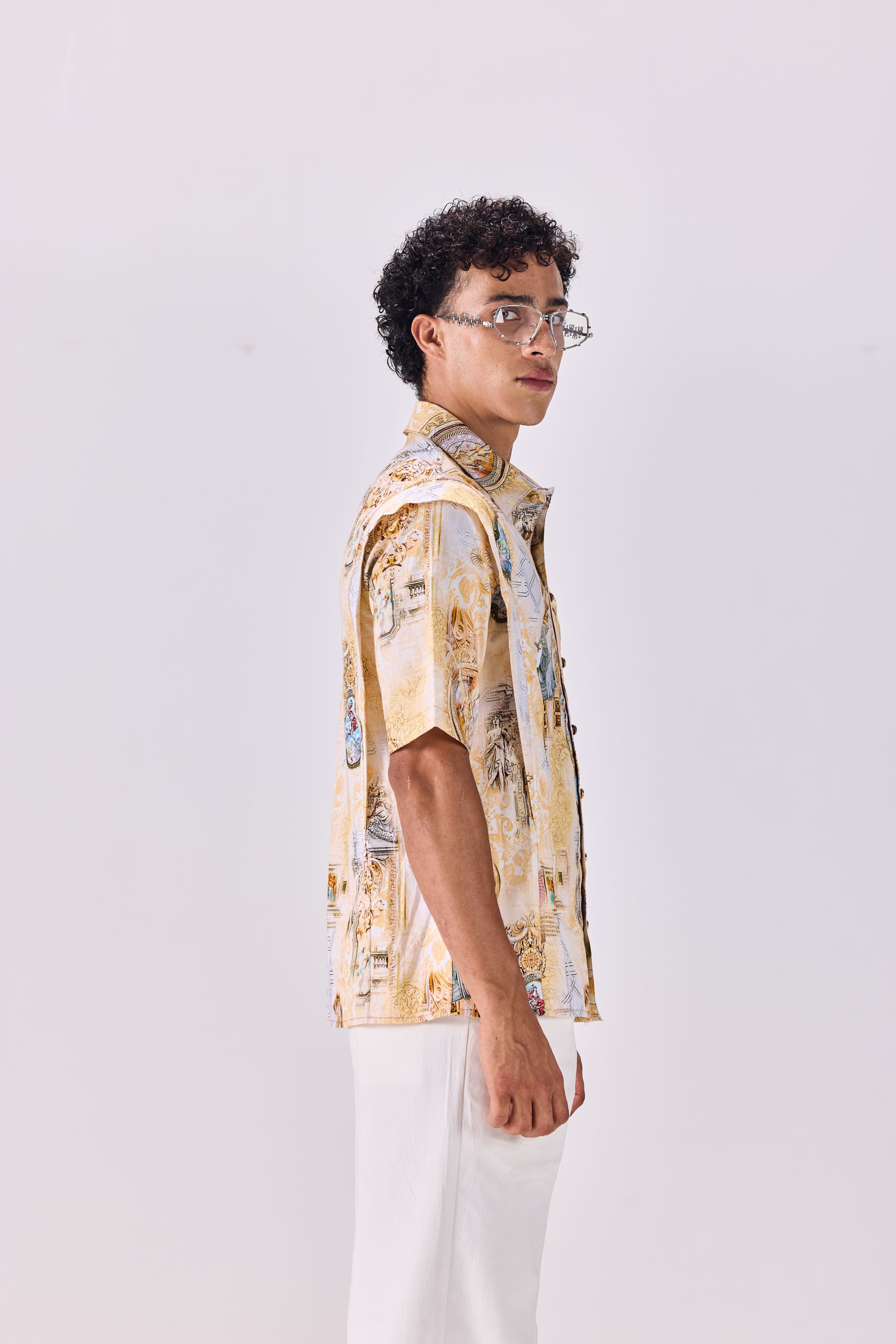 SAMMYUKK Button-Up Kingdom Of Egypt Print Party Shirt - MULTICOLOR