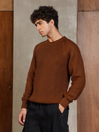 Campus Sutra Self-Raglan Knit Pullover Sweater