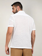 Campus Sutra Floral Embroidered Shirt