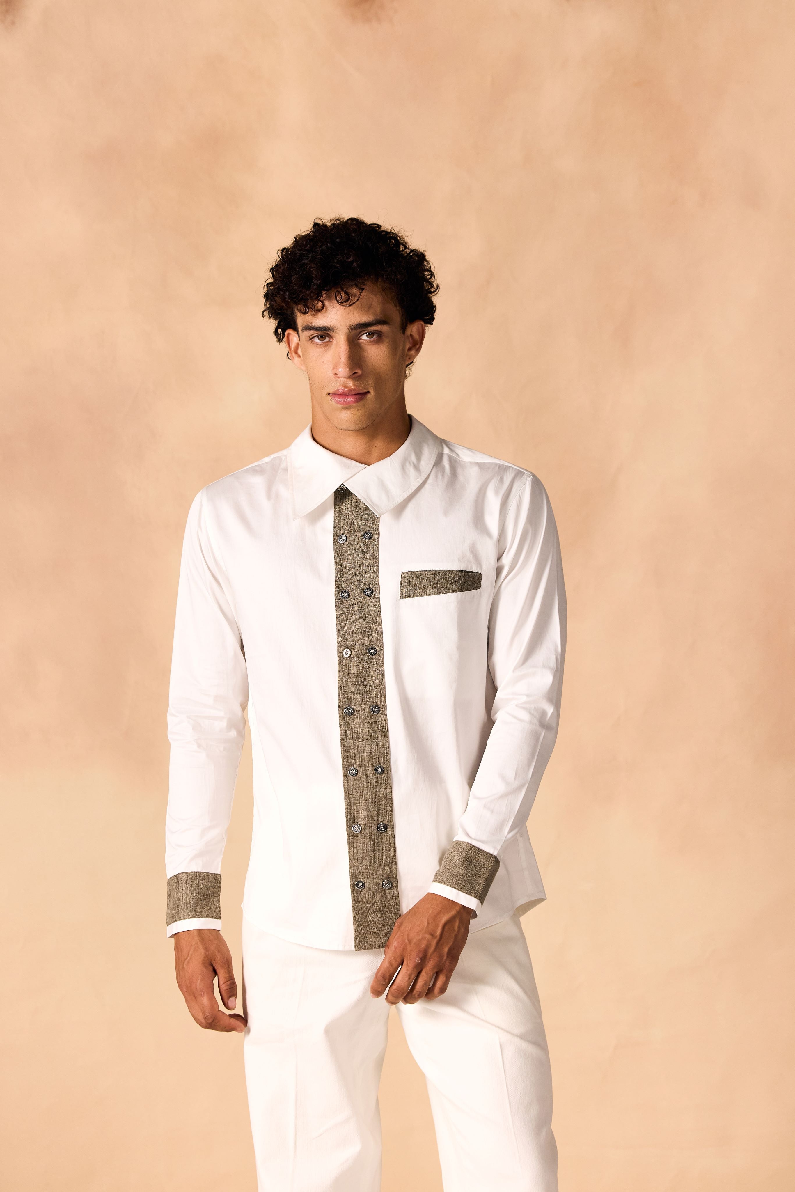 SAMMYUKK Oversized Collar Contrast Trim Shirt