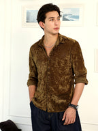 Campus Sutra Solid Velvet Shirt