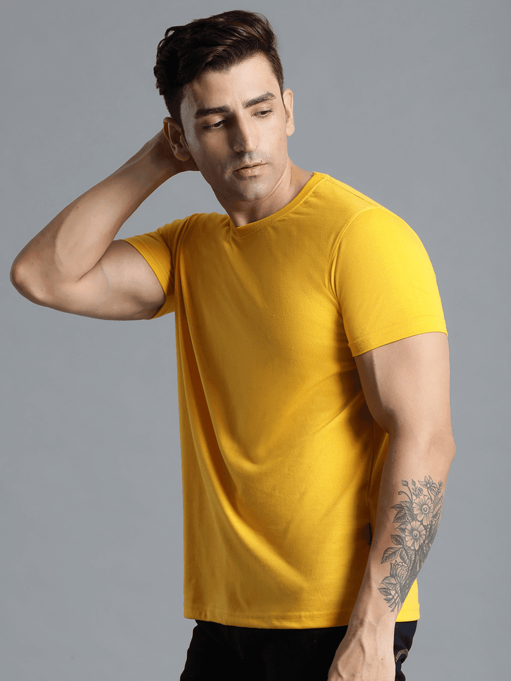 Hummel Mustard Regular Shirts for Men Gym Wear